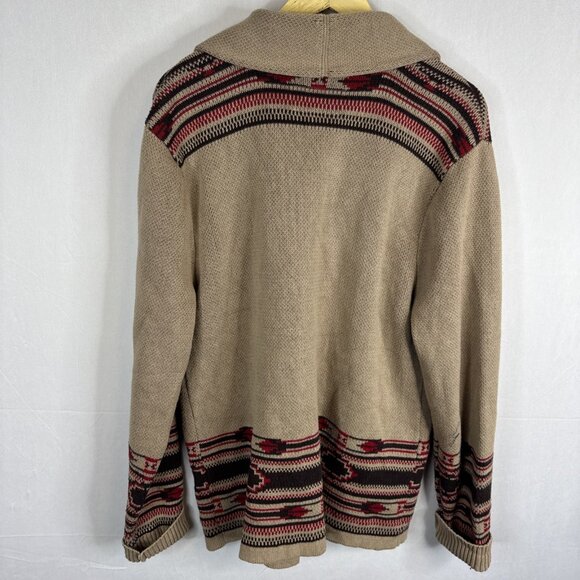 Rock & Roll Denim Western Shawl Collar Cardigan Sweater L Longhorn Skull Cotton - Picture 4 of 6